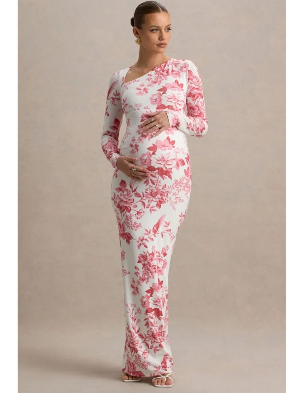 Club L London Floral Long Sleeve Maternity Maxi Dress Size 8